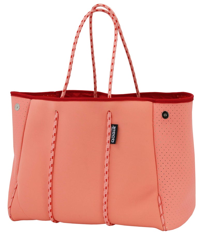 QOGiR Neoprene Multipurpose Beach Bag Tote with Inner Zipper Pocket (Coral, X-Large) - Image 1